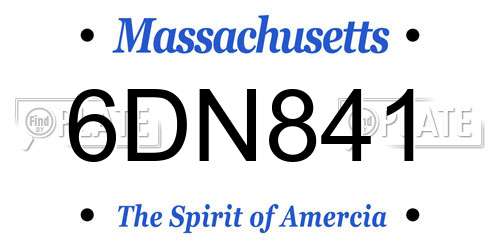 6DN841 Massachusetts License Plate