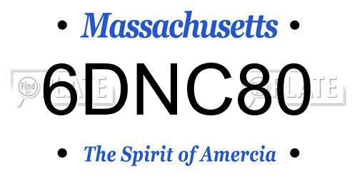 6DNC80 Massachusetts License Plate