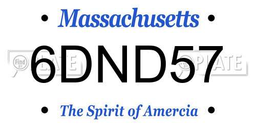 6DND57 Massachusetts License Plate