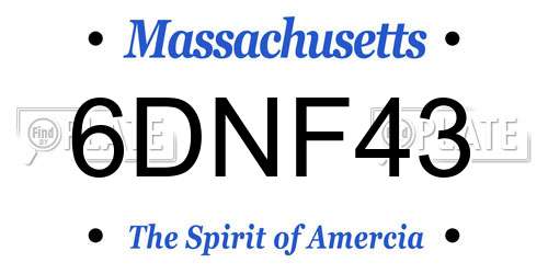6DNF43 Massachusetts License Plate