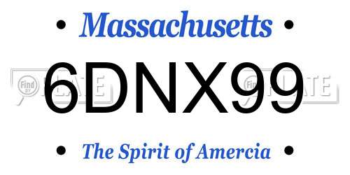 6DNX99 Massachusetts License Plate