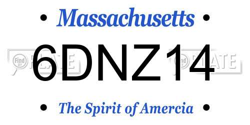 6DNZ14 Massachusetts License Plate