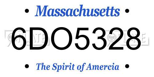 6DO5328 Massachusetts License Plate