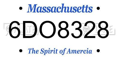 6DO8328 Massachusetts License Plate