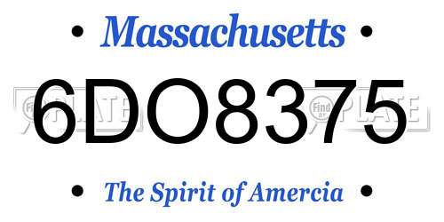 6DO8375 Massachusetts License Plate