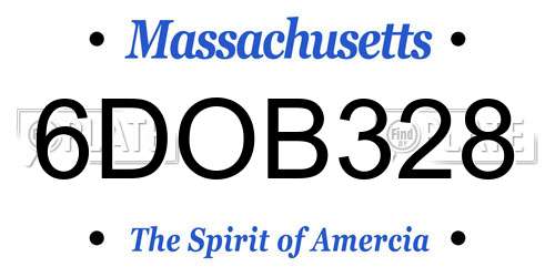 6DOB328 Massachusetts License Plate