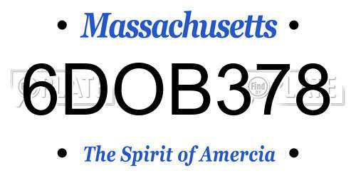6DOB378 Massachusetts License Plate