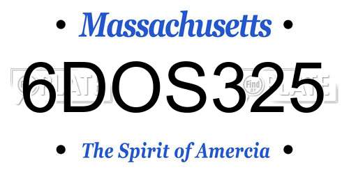 6DOS325 Massachusetts License Plate