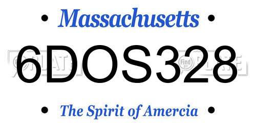 6DOS328 Massachusetts License Plate