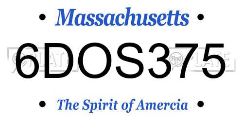 6DOS375 Massachusetts License Plate