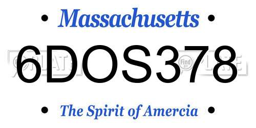 6DOS378 Massachusetts License Plate