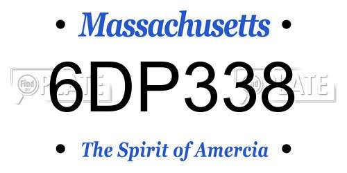 6DP338 Massachusetts License Plate
