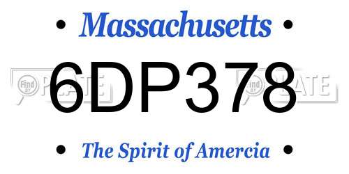 6DP378 Massachusetts License Plate
