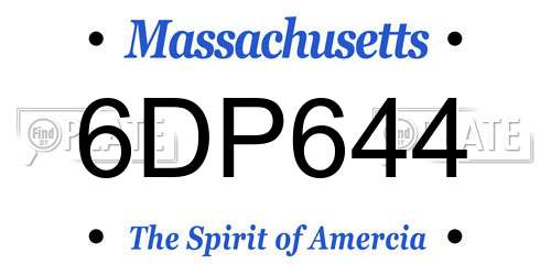 6DP644 Massachusetts License Plate