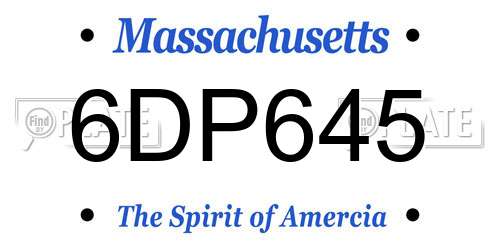 6DP645 Massachusetts License Plate