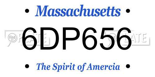 6DP656 Massachusetts License Plate