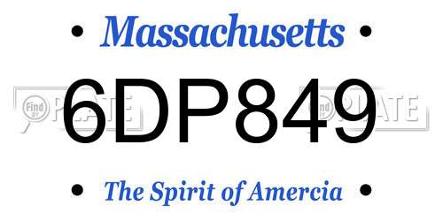 6DP849 Massachusetts License Plate