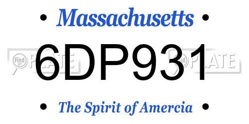 6DP931 Massachusetts License Plate