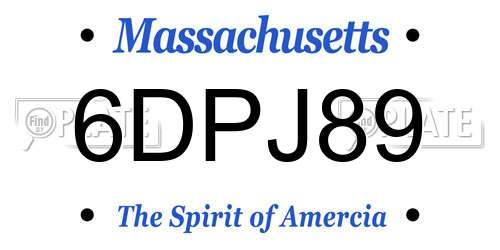 6DPJ89 Massachusetts License Plate