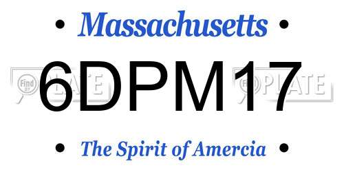 6DPM17 Massachusetts License Plate
