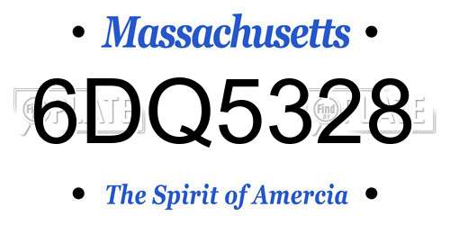6DQ5328 Massachusetts License Plate