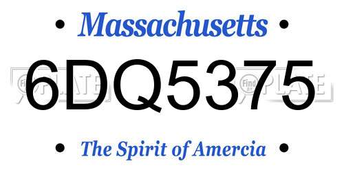 6DQ5375 Massachusetts License Plate