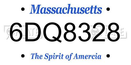 6DQ8328 Massachusetts License Plate