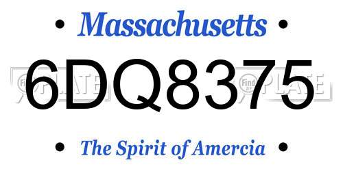 6DQ8375 Massachusetts License Plate
