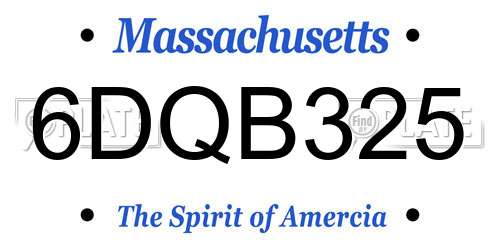 6DQB325 Massachusetts License Plate