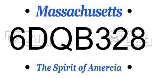 6DQB328 Massachusetts License Plate