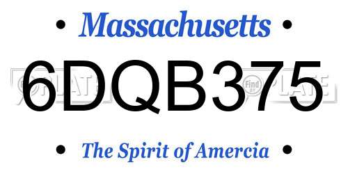 6DQB375 Massachusetts License Plate
