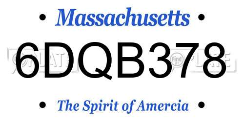 6DQB378 Massachusetts License Plate