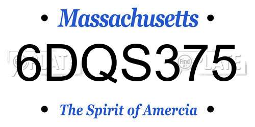 6DQS375 Massachusetts License Plate