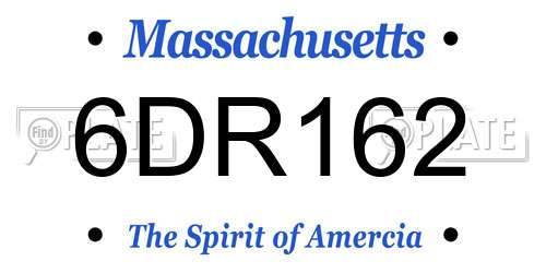 6DR162 Massachusetts License Plate