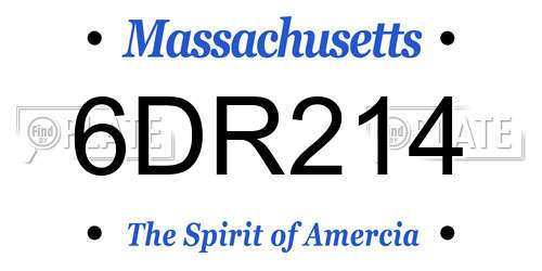 6DR214 Massachusetts License Plate