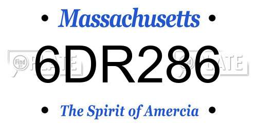 6DR286 Massachusetts License Plate