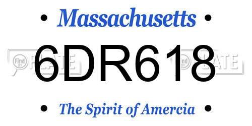 6DR618 Massachusetts License Plate