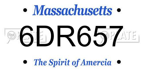 6DR657 Massachusetts License Plate