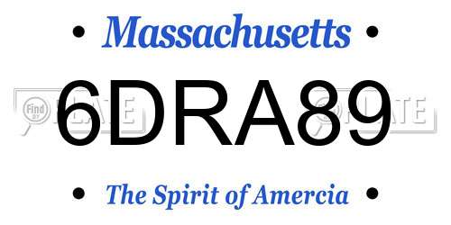 6DRA89 Massachusetts License Plate