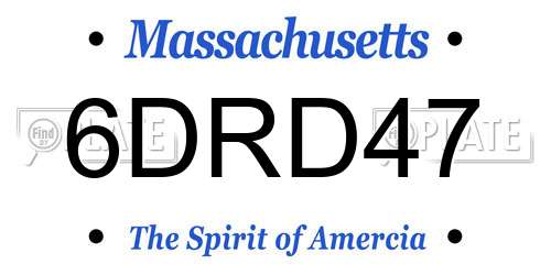 6DRD47 Massachusetts License Plate