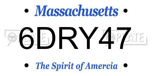 6DRY47 Massachusetts License Plate