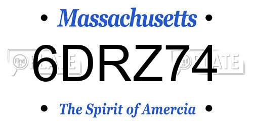 6DRZ74 Massachusetts License Plate