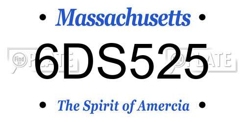 6DS525 Massachusetts License Plate