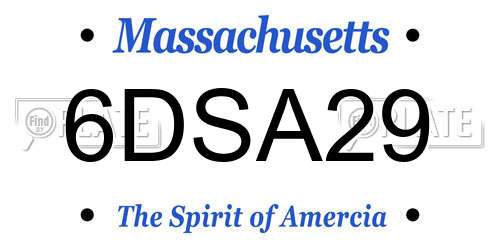 6DSA29 Massachusetts License Plate