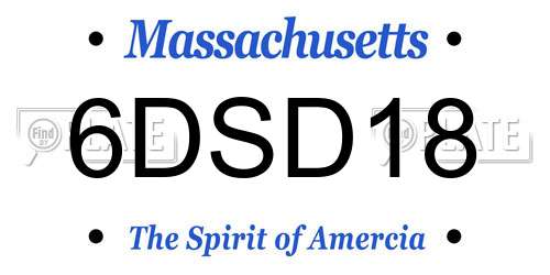 6DSD18 Massachusetts License Plate
