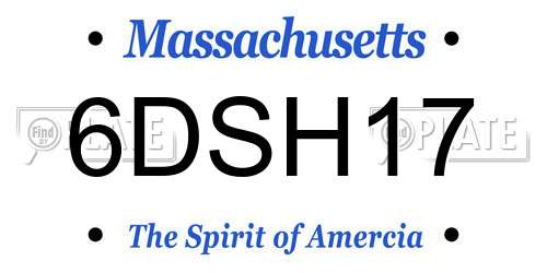 6DSH17 Massachusetts License Plate