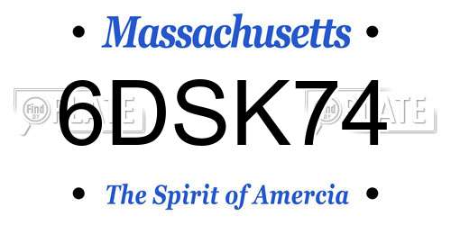 6DSK74 Massachusetts License Plate