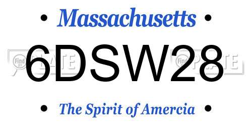 6DSW28 Massachusetts License Plate