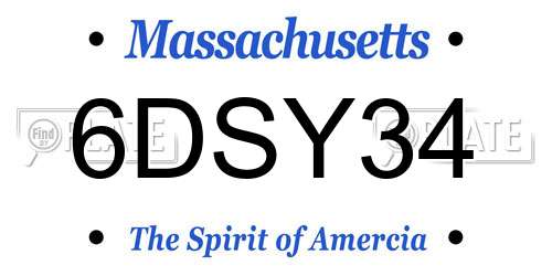 6DSY34 Massachusetts License Plate