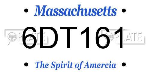 6DT161 Massachusetts License Plate